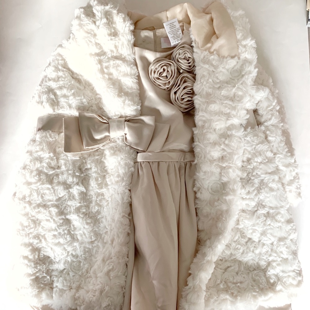 Janie and Jack satin dress with matching coat.